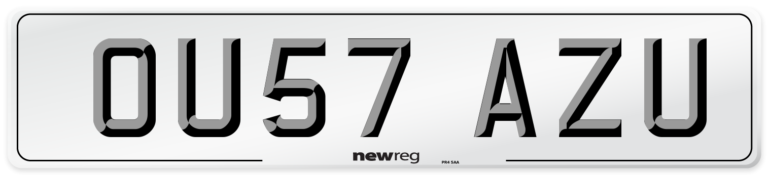 OU57 AZU Number Plate from New Reg